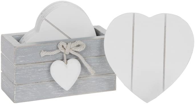 Joe Davies Provence Grey Set of 6 Love Heart Shaped Coasters