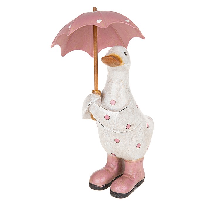 Joe Davies Pink Duck with Spotty Umbrella Ornament