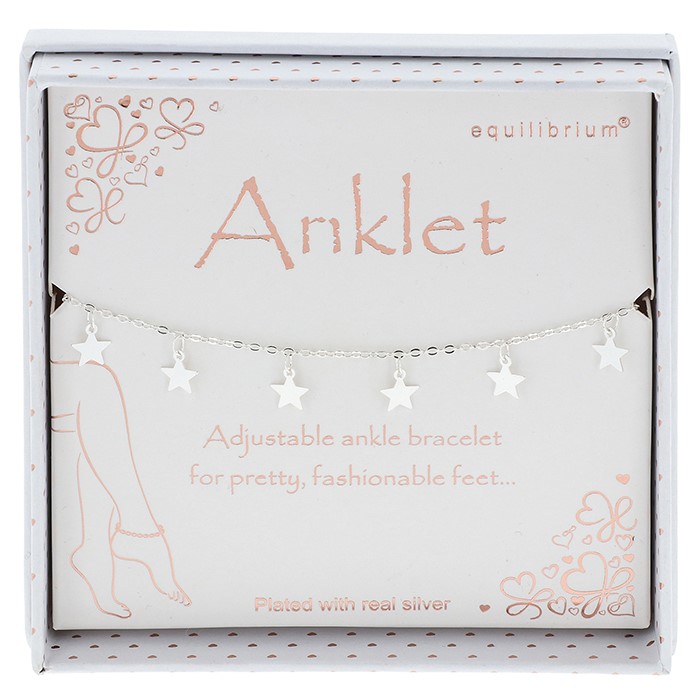 Equilibrium Plated with Real Silver Star Anklet in Gift Box
