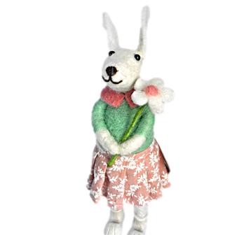 Originals Felt Girl Rabbit With Flower Freestanding Easter Decoration
