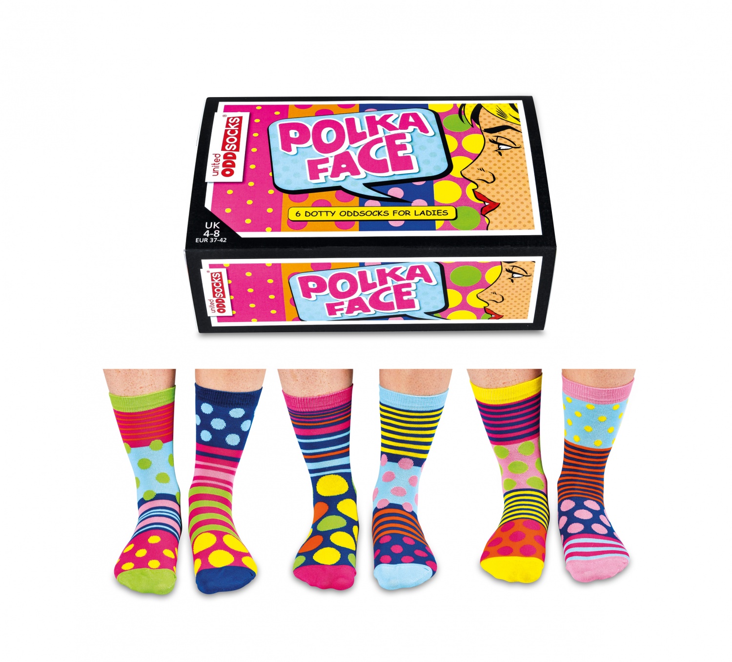 United Oddsocks Polka Face Design - Ladies Novelty Socks