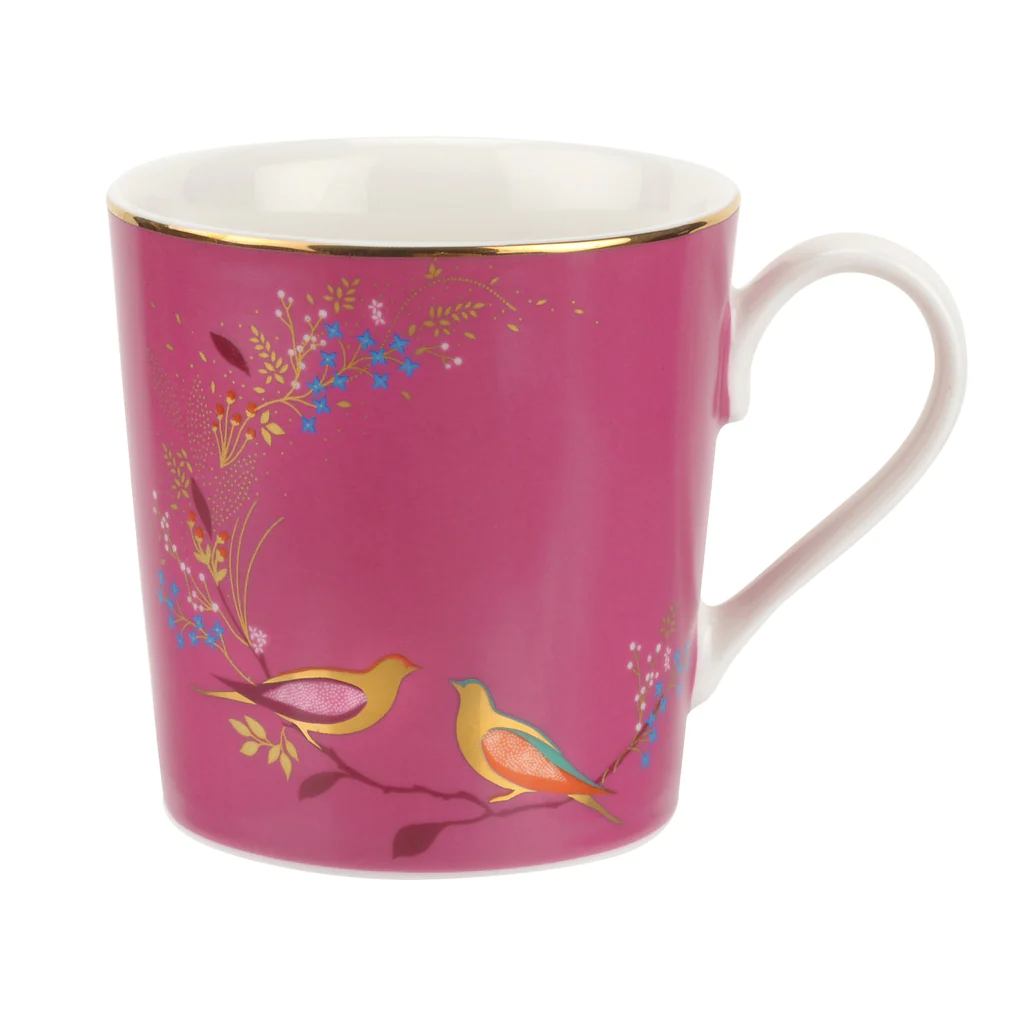 Sara Miller Pink Chelsea Bird Porcelain Mug in Gift Box