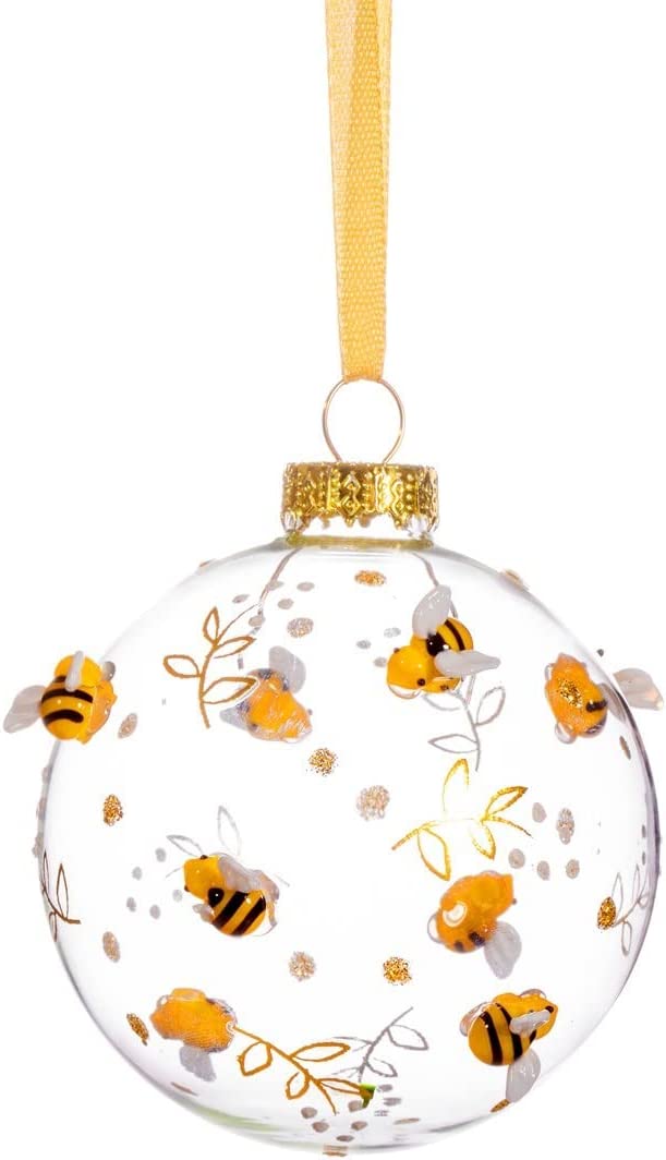 Sass & Belle Luxe Bauble With Bees and Flowers Christmas Decoration