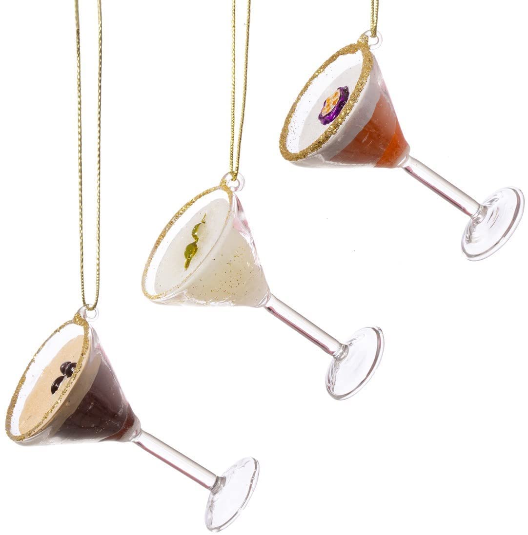 Sass & Belle Martini Cocktail Glasses Christmas Tree Decorations