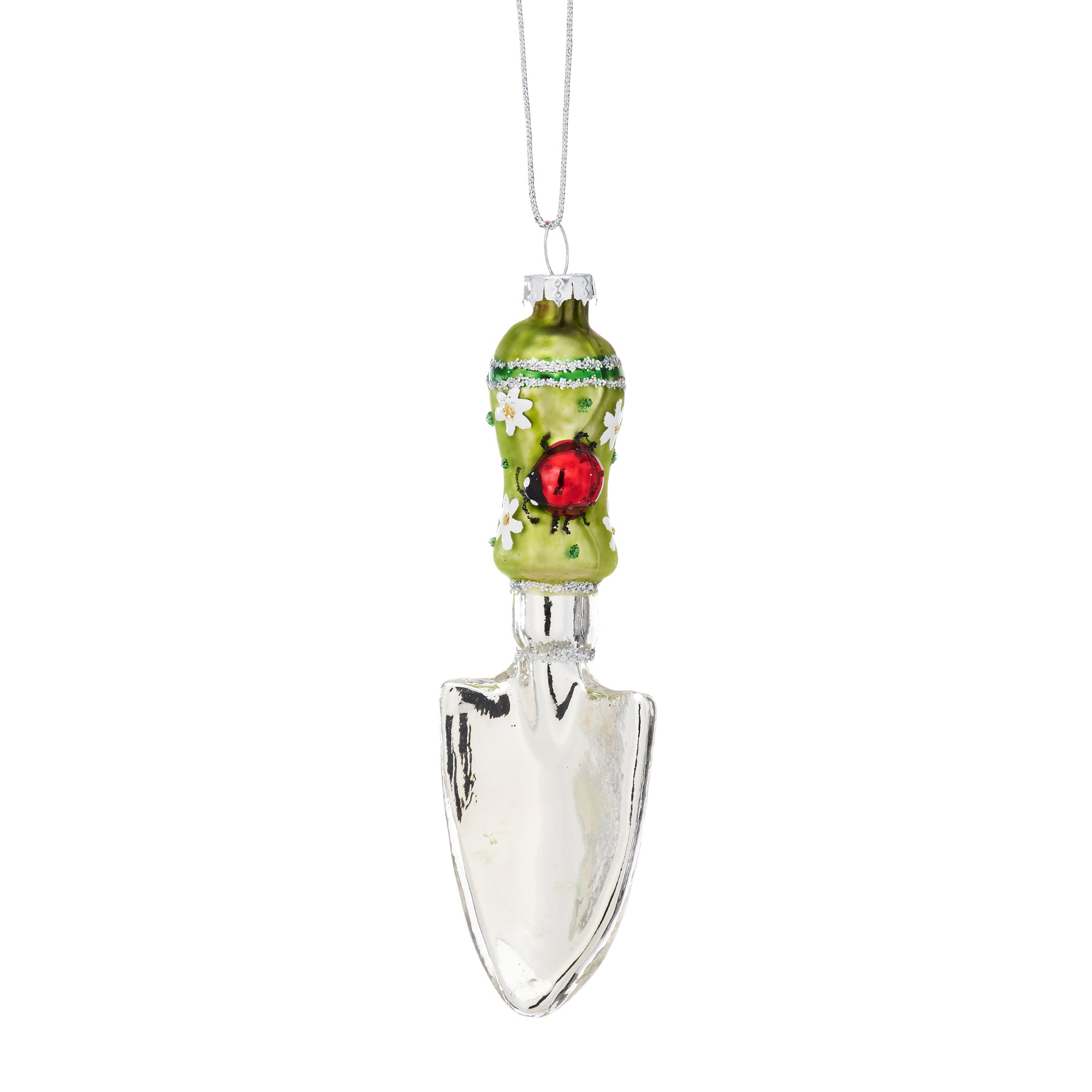 Sass & Belle Silver and Green Gardening Spade Hanging Decoration