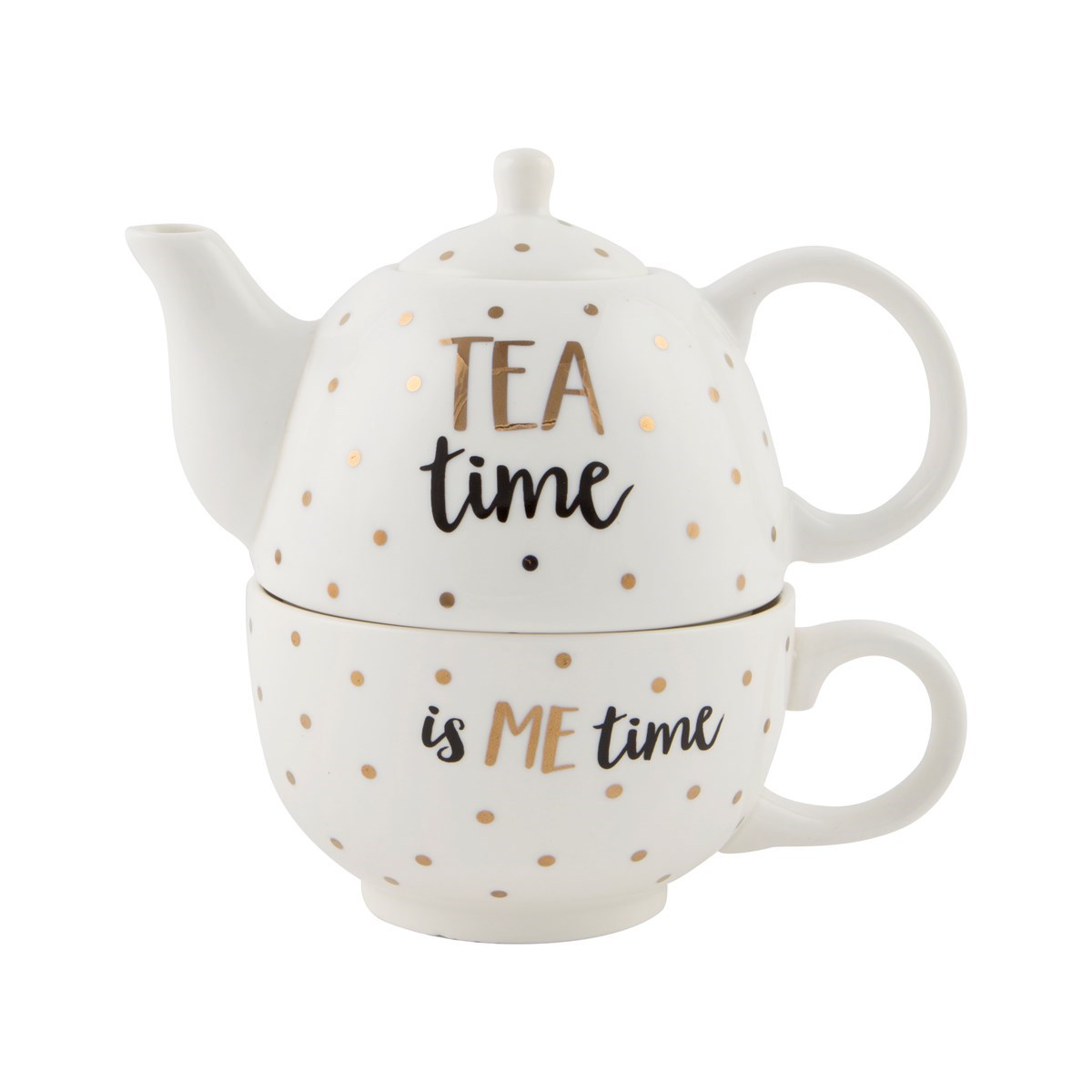 Sass and Belle Tea Time is Me Time Spotty Teapot and Cup Set