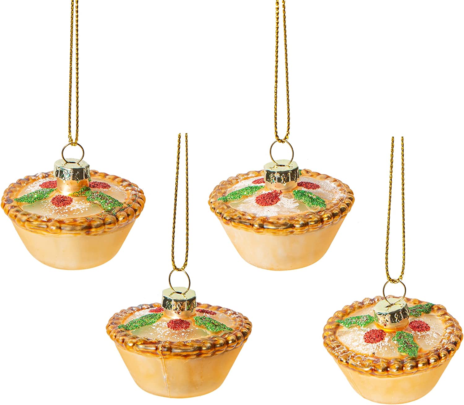 Sass & Belle Set of Four Mince Pie Christmas Tree Decorations