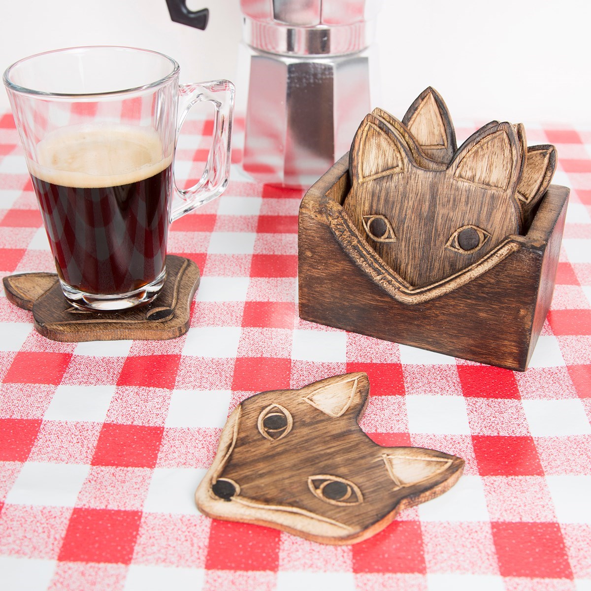 Sass & Belle Wooden Fox Coasters | Gifts from Handpicked