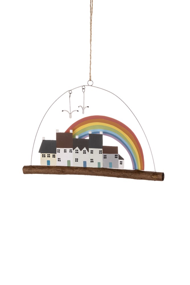Shoeless Joe House Scene With Rainbow Driftwood Hanger