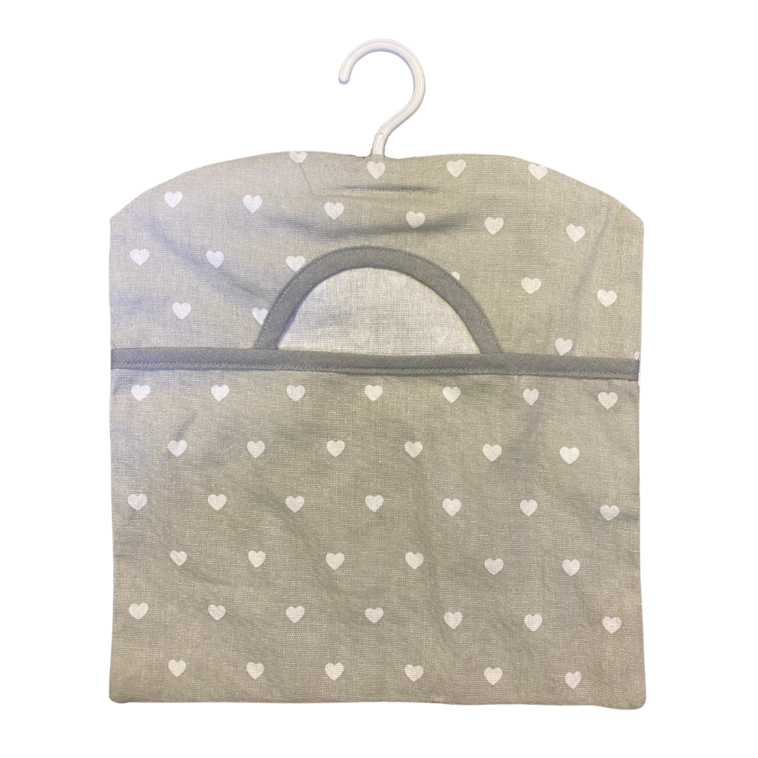 Sifcon Grey Hearts Peg Bag Utility Home Accessory