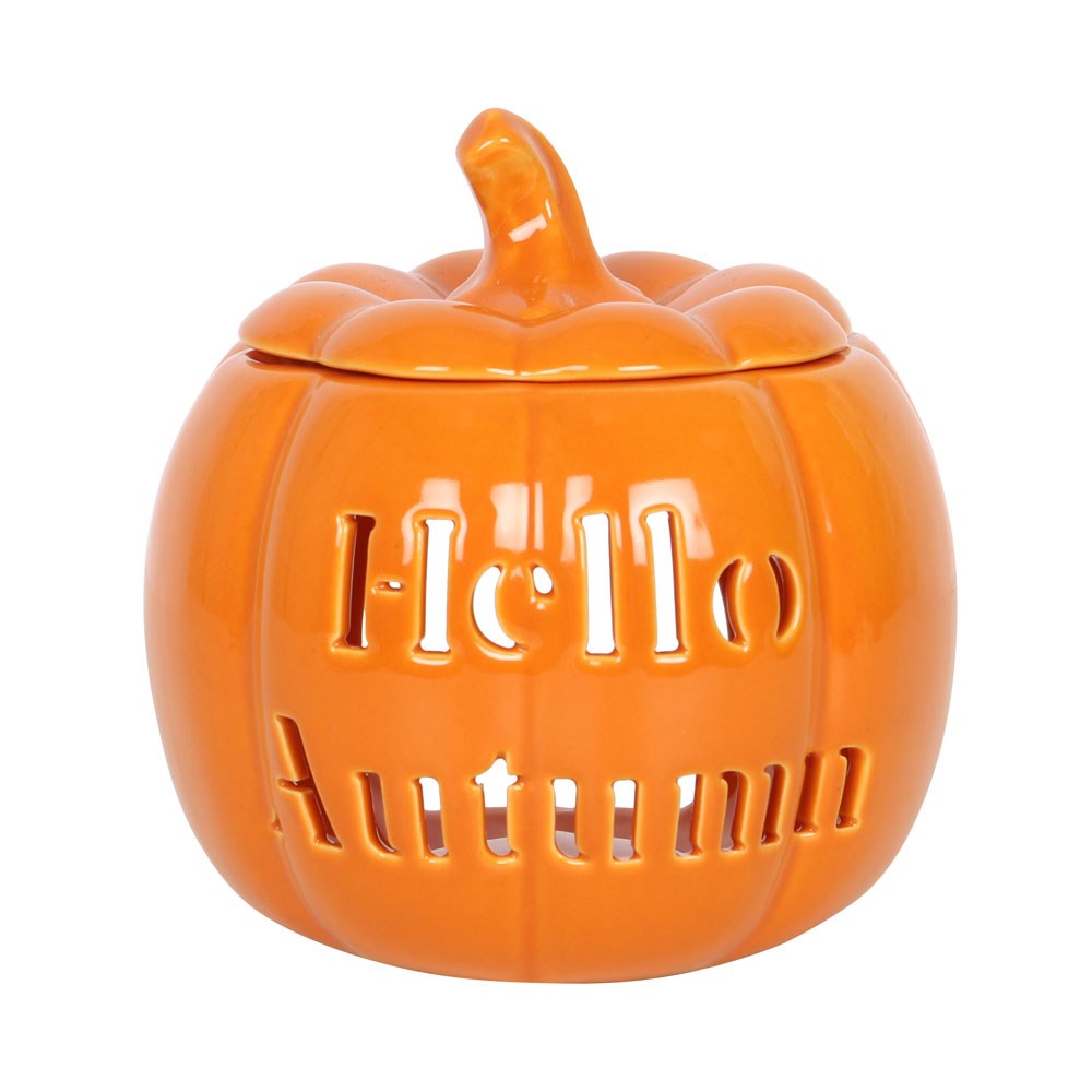 Hello Autumn Ceramic Pumpkin Autumnal Wax Melt Burner by Something Different