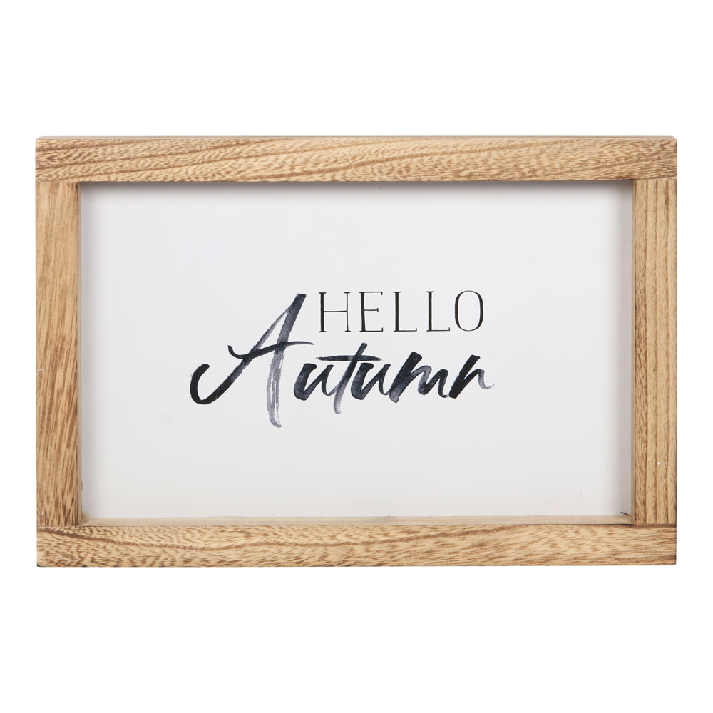 Wooden Framed Hello Autumnal Sign Rustic Home Accessory By Something Different