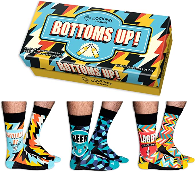 Beer Themed Men's Socks Gift Set - Bottoms Up Socks by Cockney Spaniel