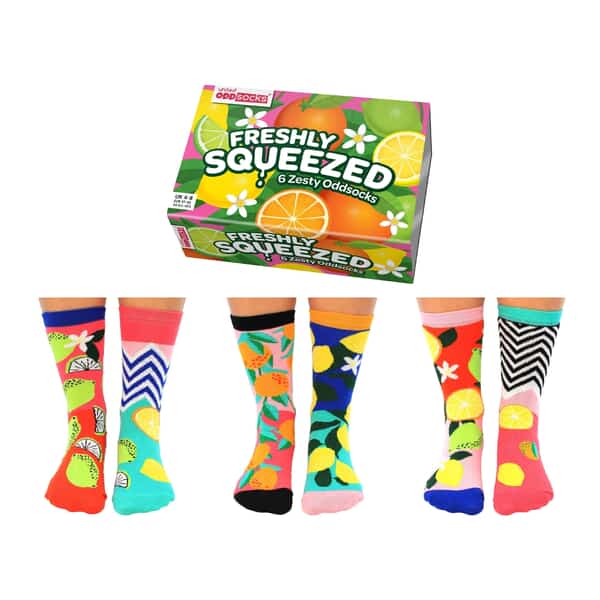 United Oddsocks Freshly Squeezed 6 Juicy Fruit Themed Women's Socks