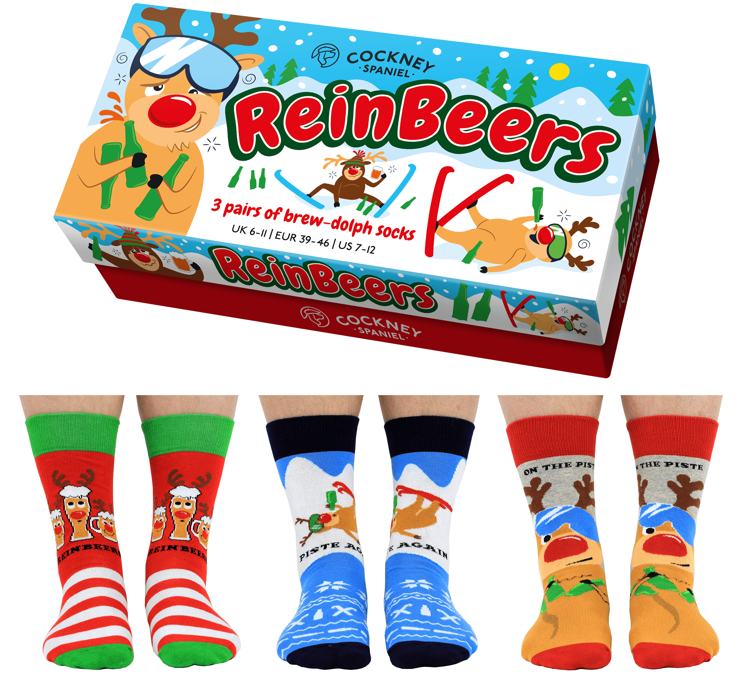 Cockney Spaniel ReinBeers Christmas Boxed Socks