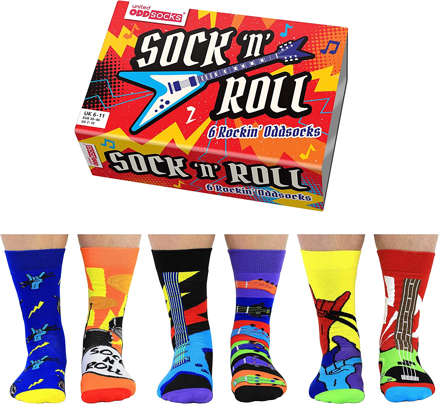 United Oddsocks Sock n Roll Mens Socks - Size 6-11