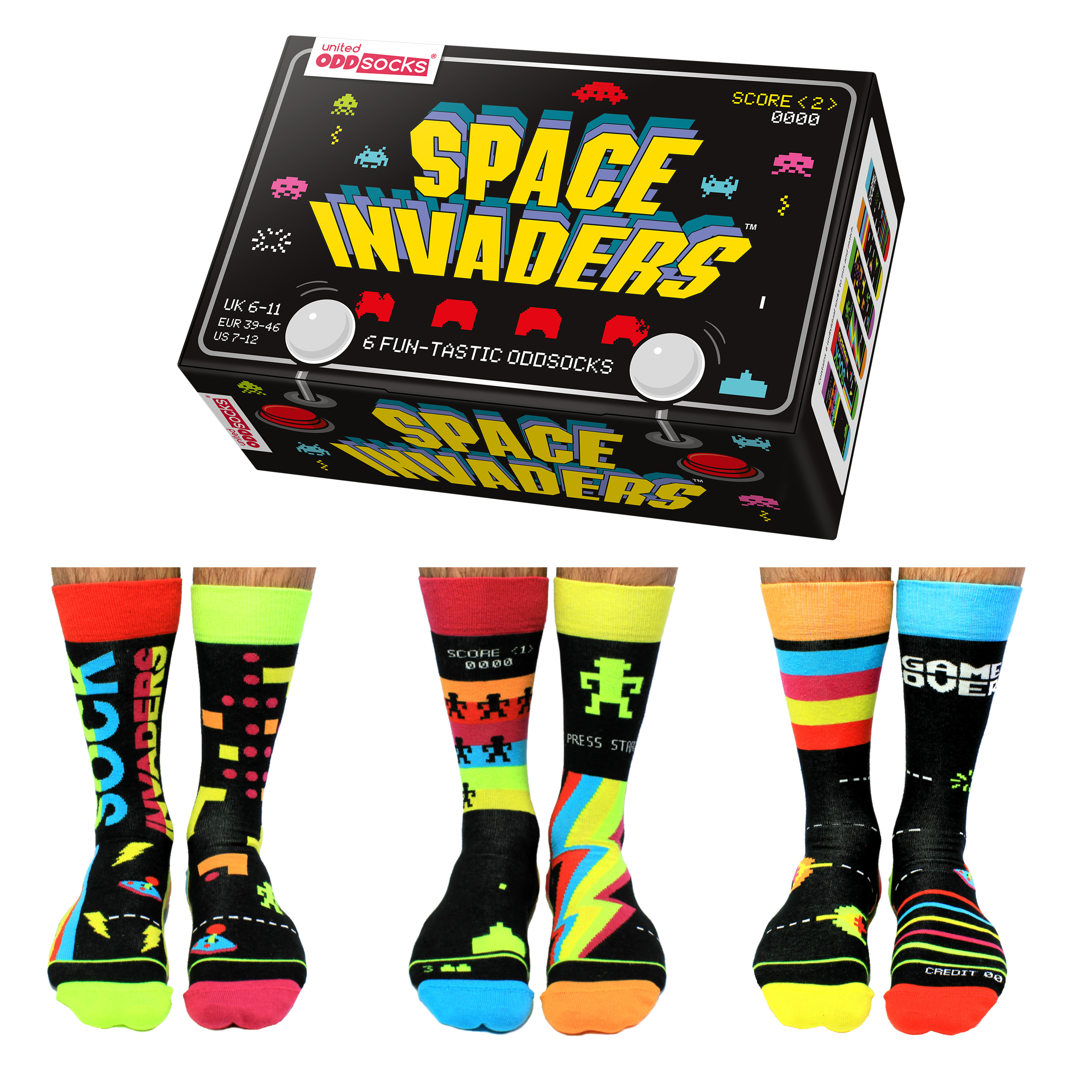 Space Invaders Novelty Socks by United Oddsocks