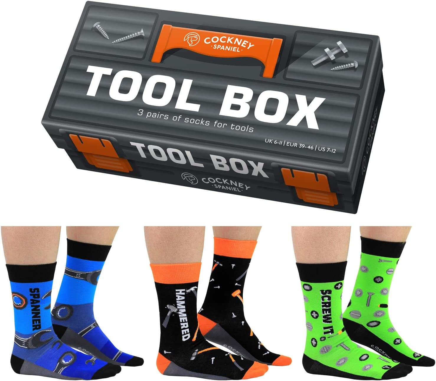 Cockney Spaniel Tool Box Novelty Mens Socks - Size 6-11