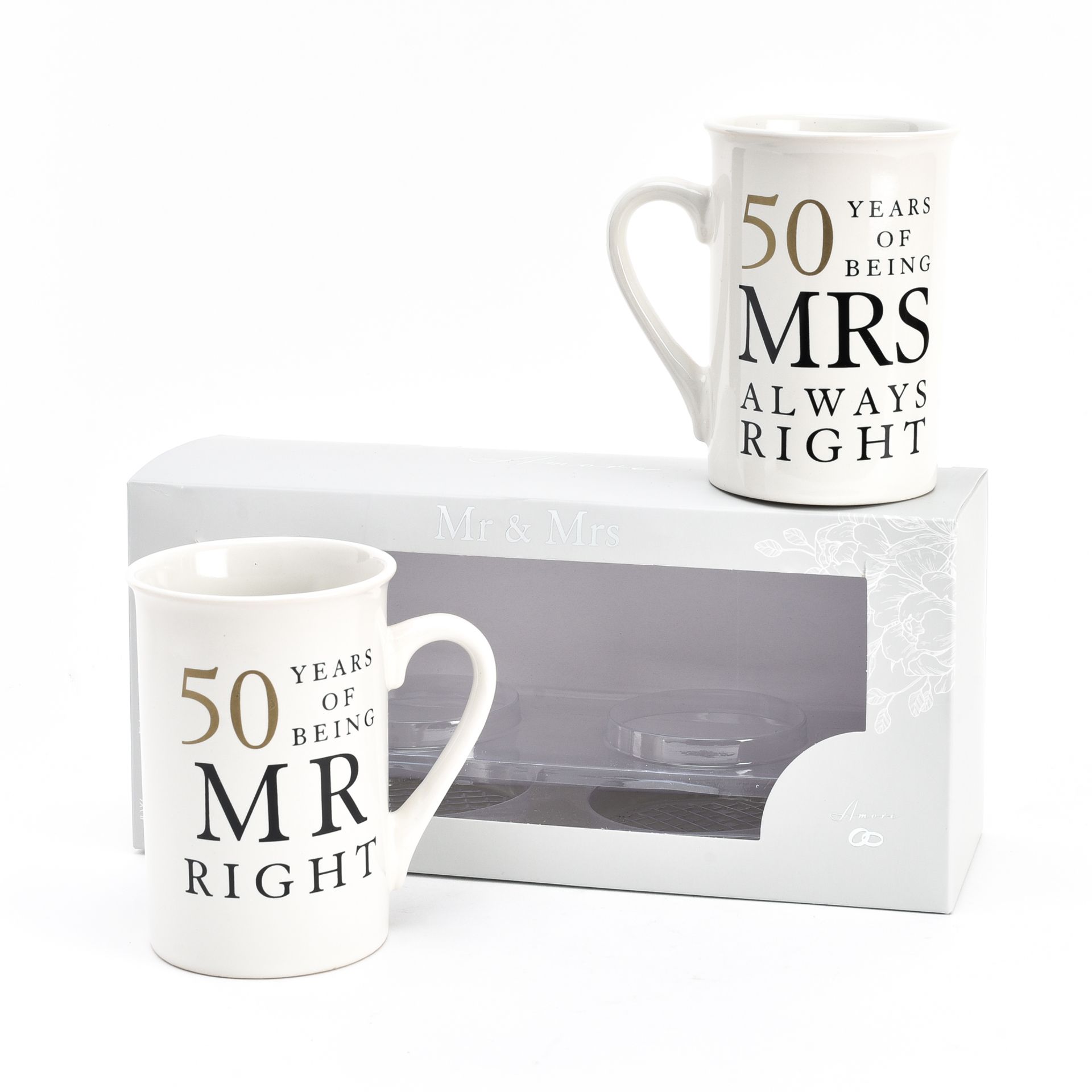 Widdop 50th Wedding Anniversary Mr and Mrs Right Mugs