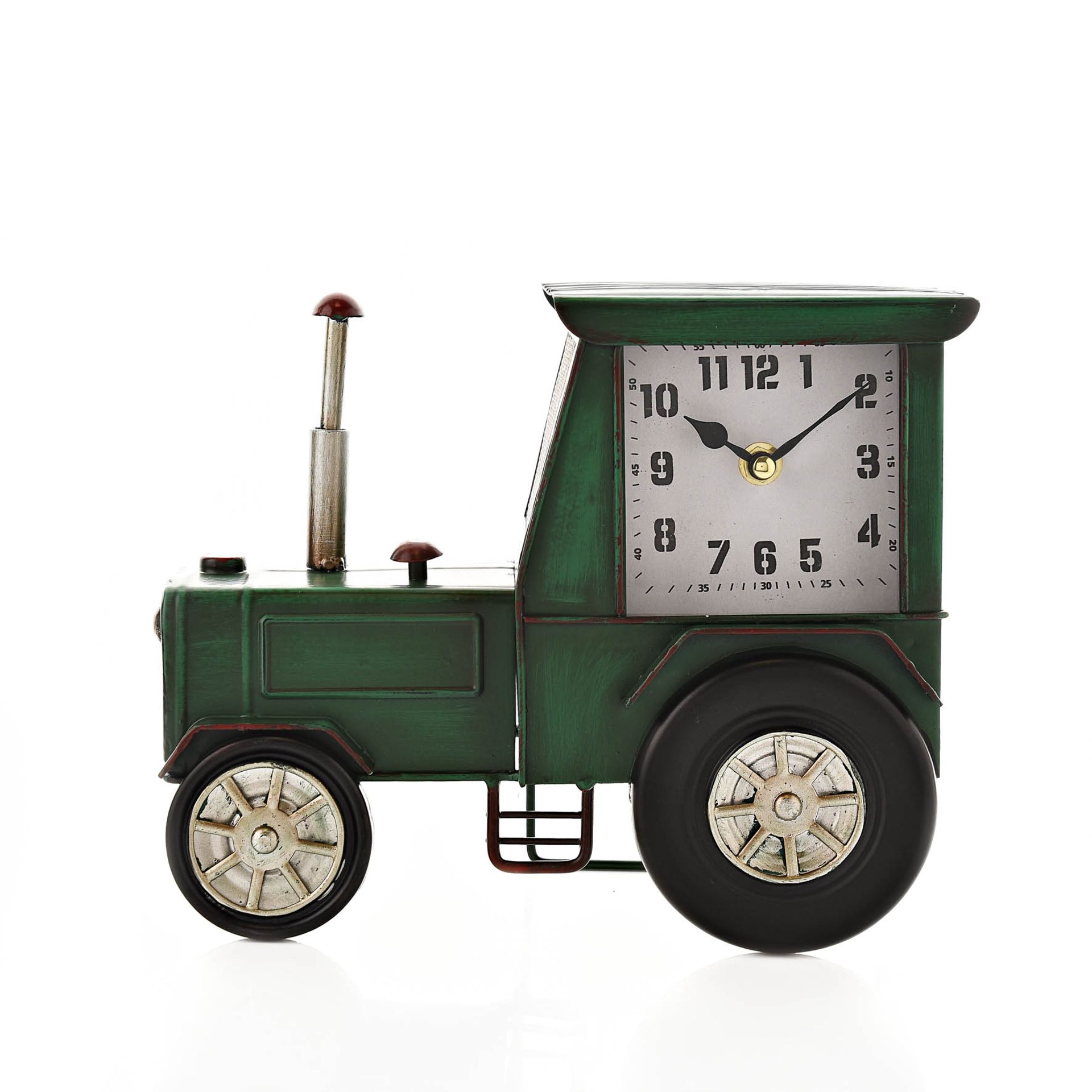 Widdop Green Tractor Metal Mantel Clock