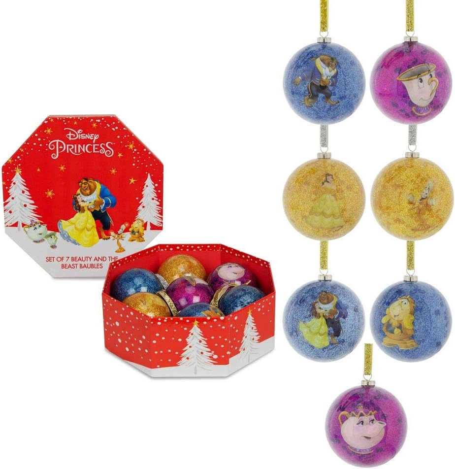 Widdop Disney Beauty and the Beast Set of 7 Christmas Baubles