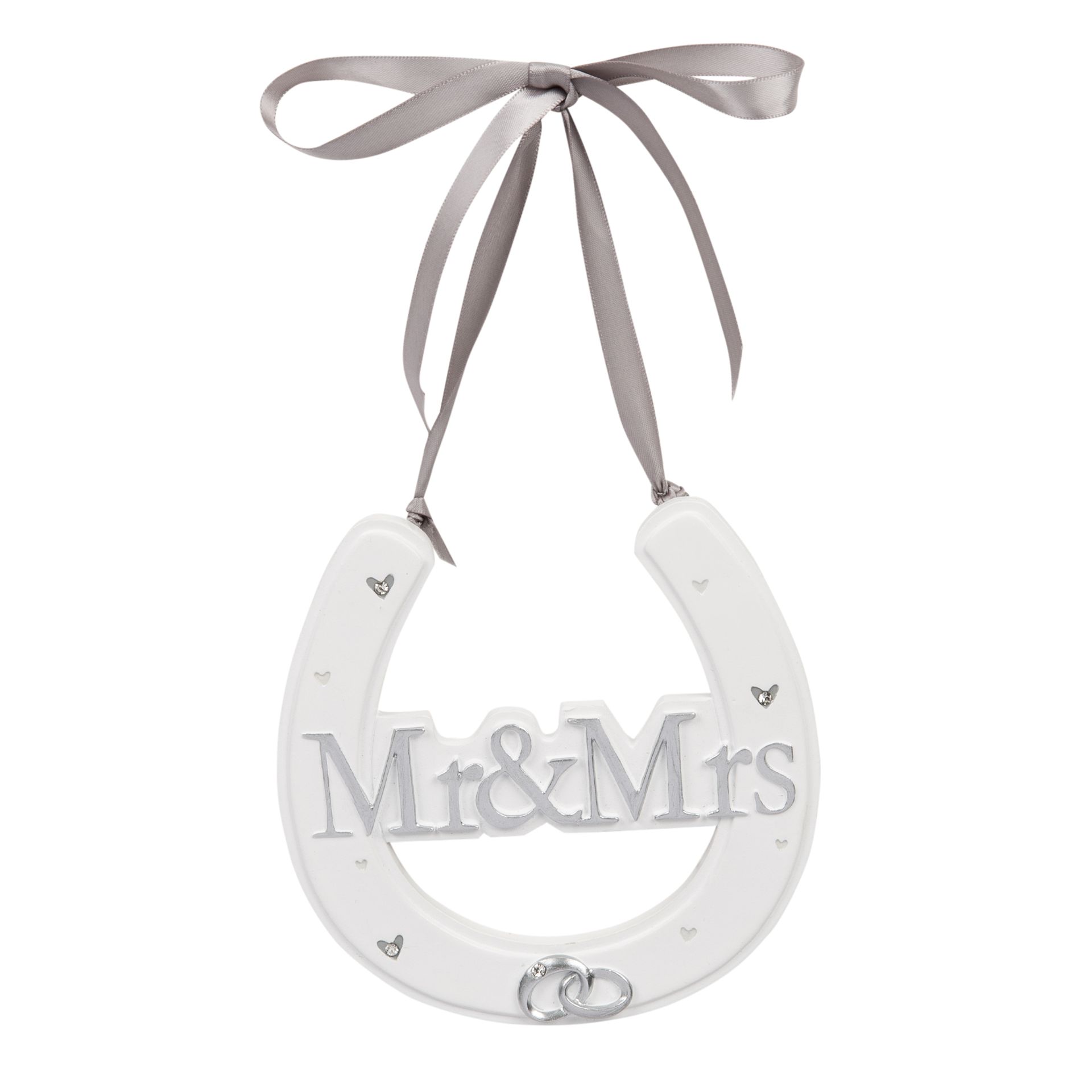 Widdop Amore Mr and Mrs White and Silver Wedding Horse Shoe