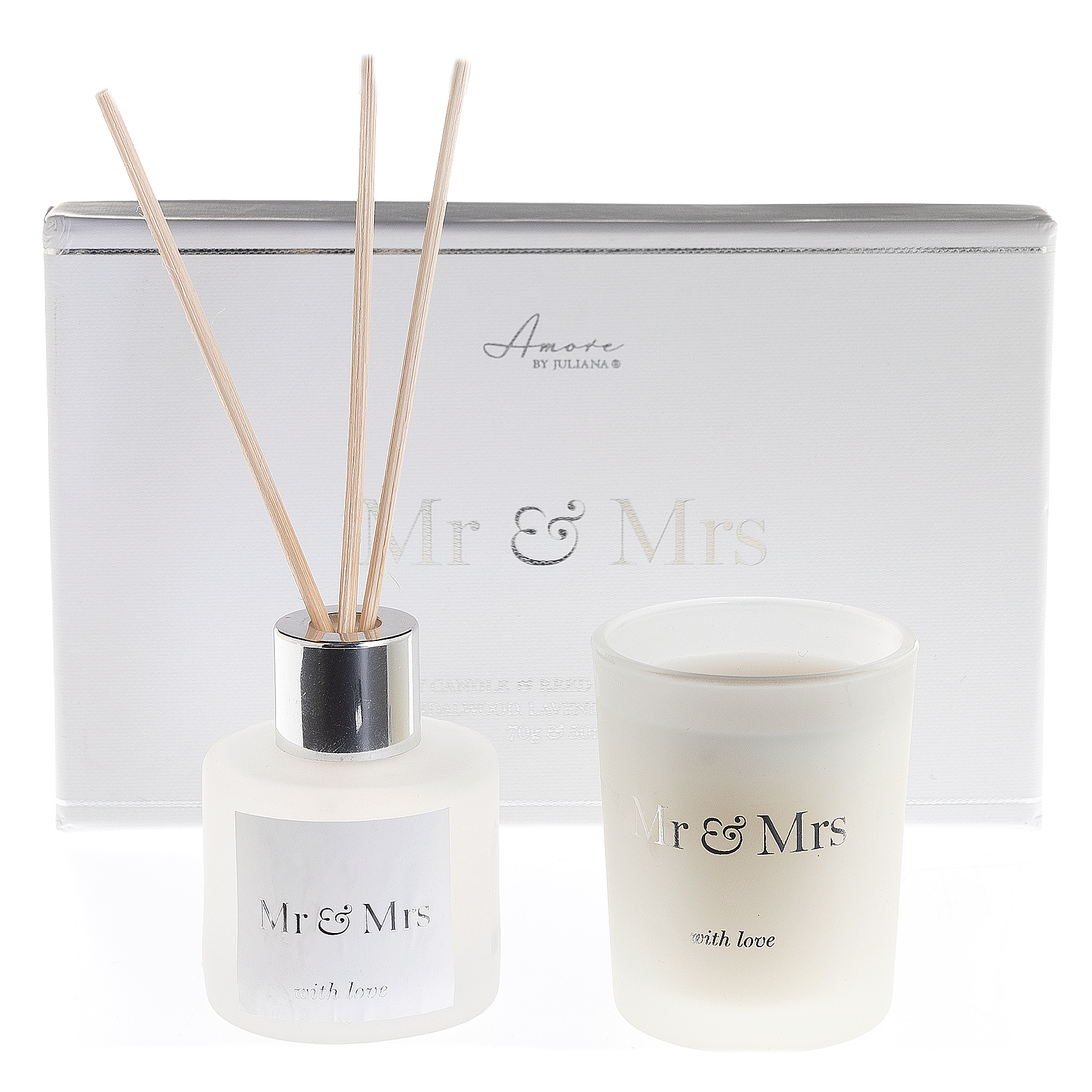Widdop Amore Mr and Mrs Candle and Reed Diffuser Wedding Gift Set