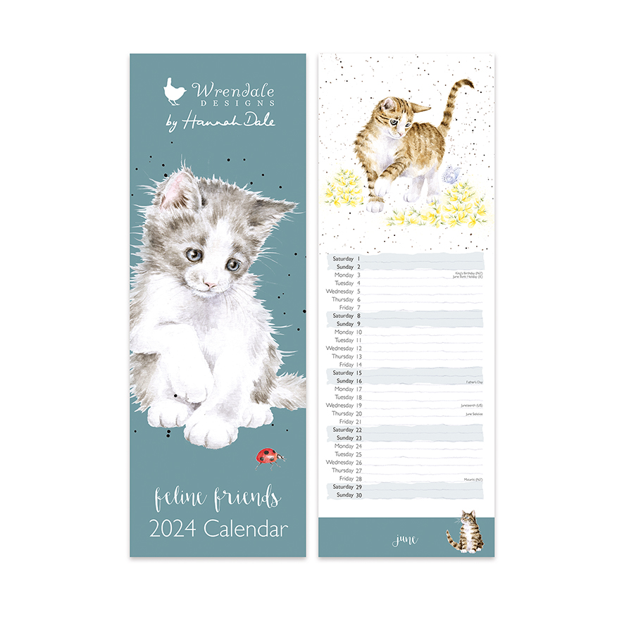 Wrendale Designs Feline Friends 2024 Slim Line Calendar