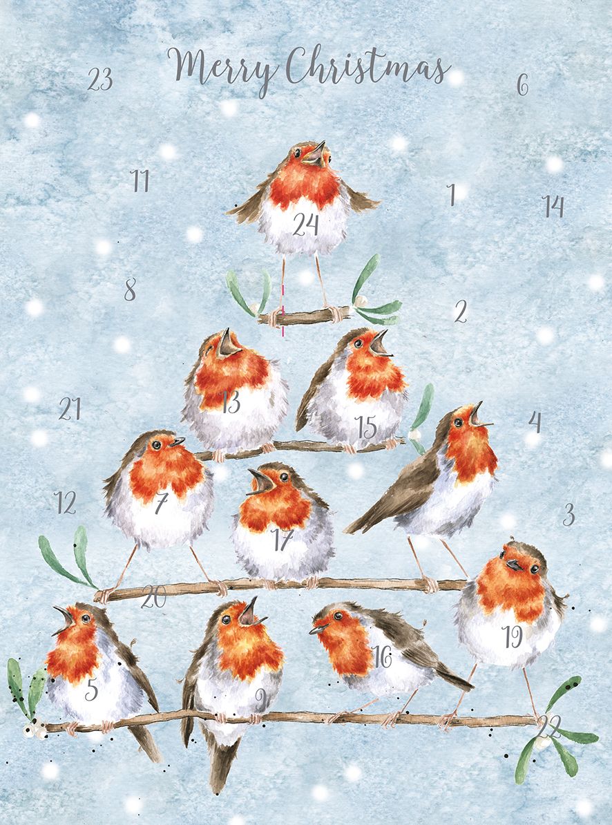 Wrendale Designs Rocking Robins Christmas Advent Calendar Card