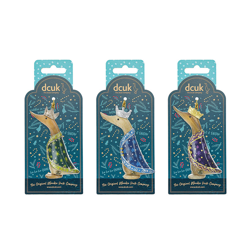 DCUK Wooden Duck Christmas Tree Decorations Three Kings - Choice of Colour