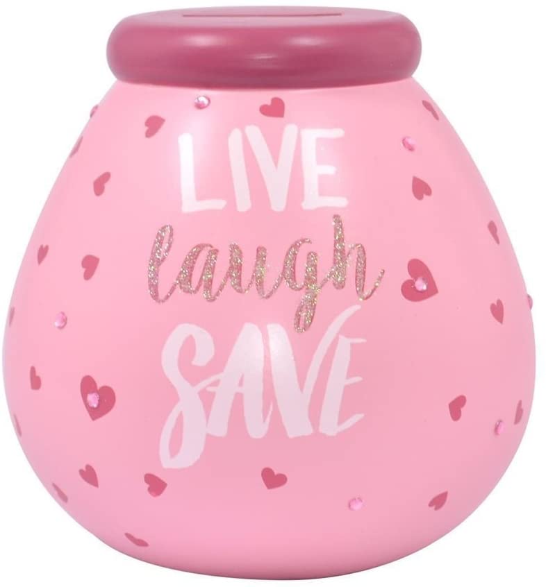Pot Of Dreams Live Laugh Save Pink Breakable Money Pot