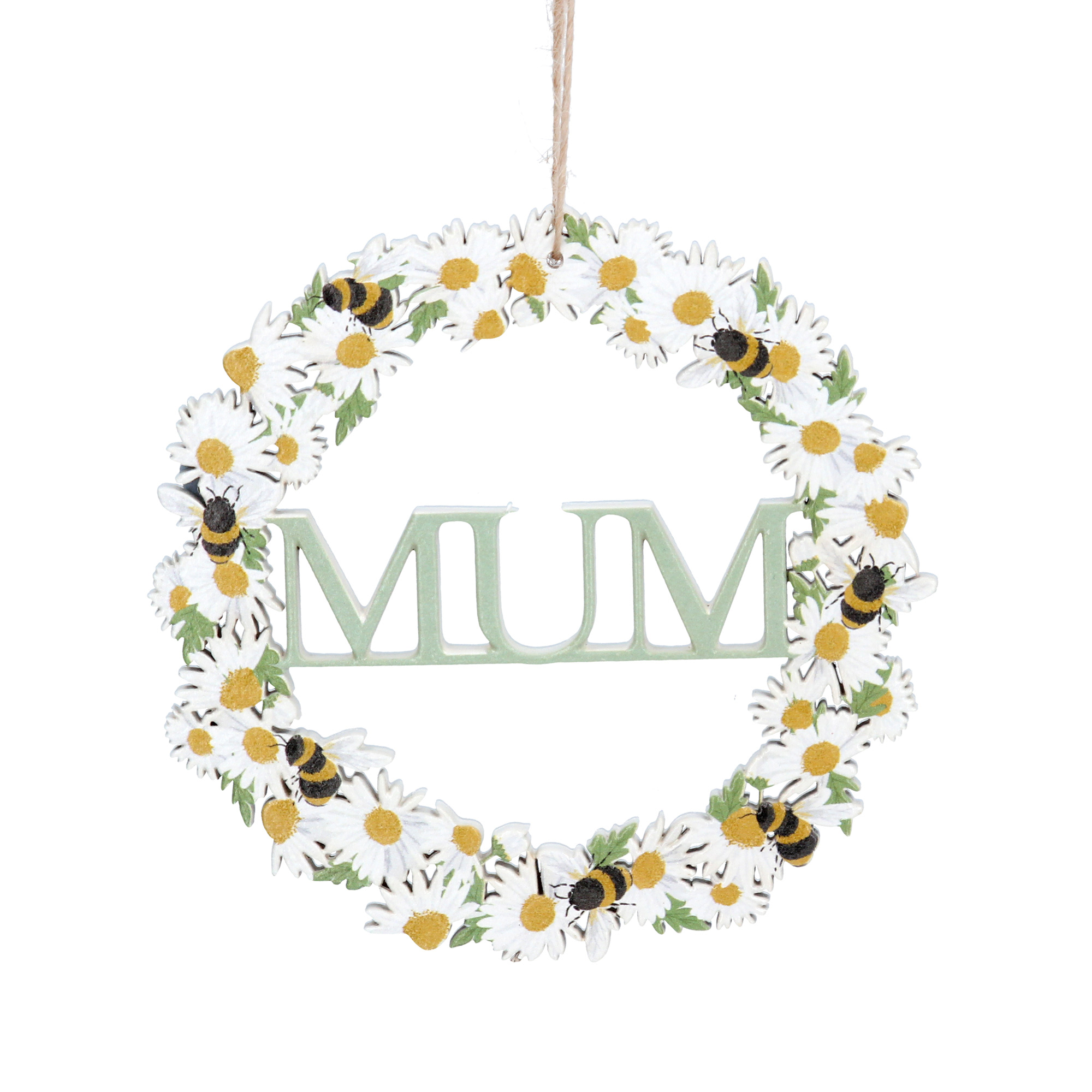 Gisela Graham Bumblebee & Daisy Wooden Mum Easter Decoration