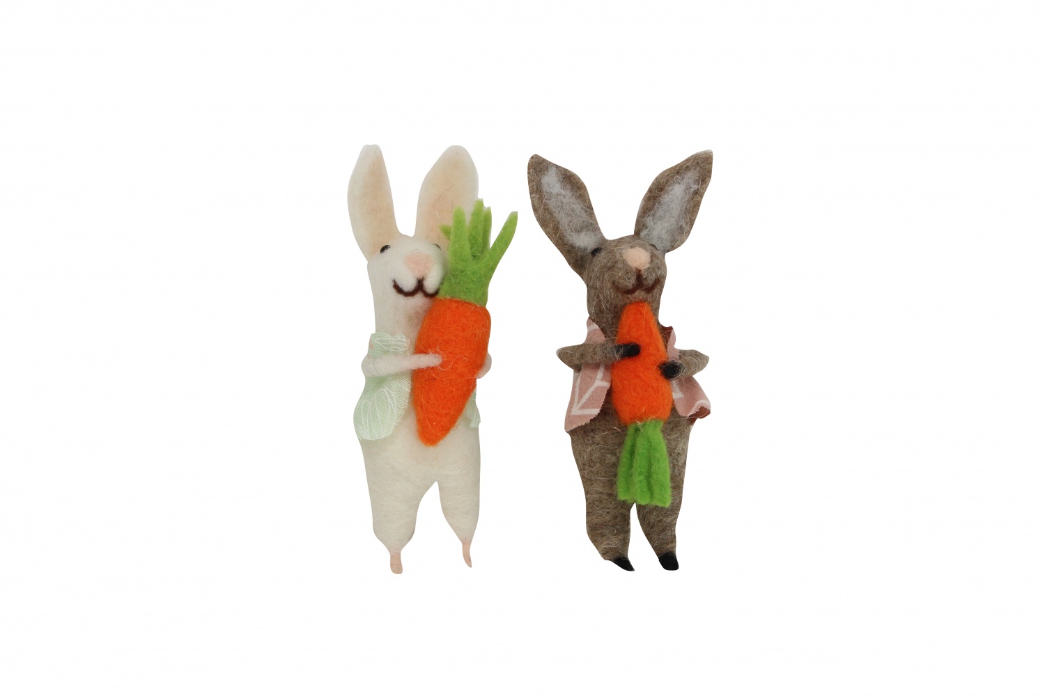 Gisela Graham Wool Pair Of Bunny Easter Tree Decorations