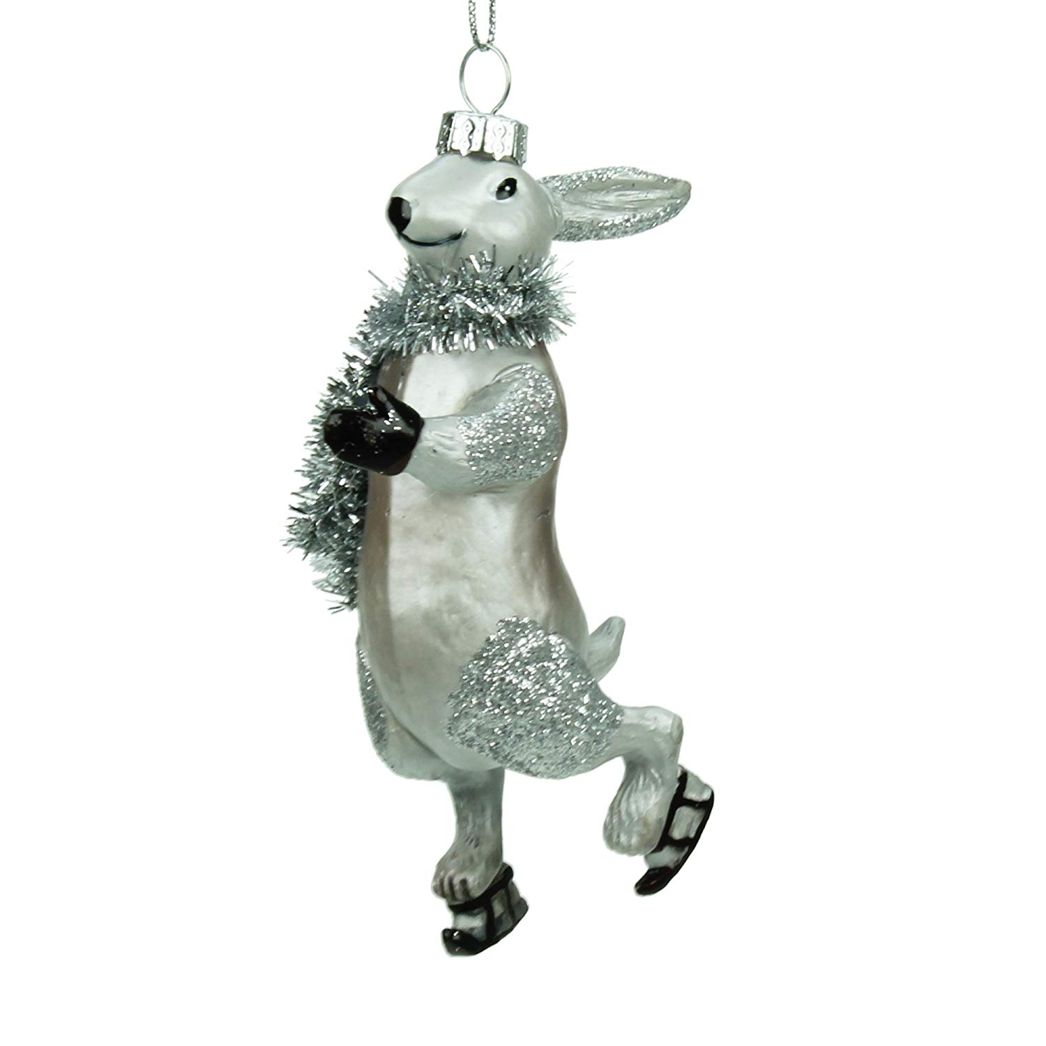 Gisela Graham Glass Skating Hare Novelty Decoration