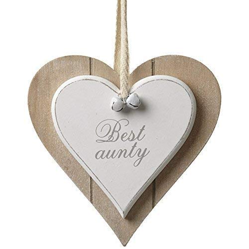 Heaven Sends Shabby Chic Best Aunty Wooden Heart Plaque