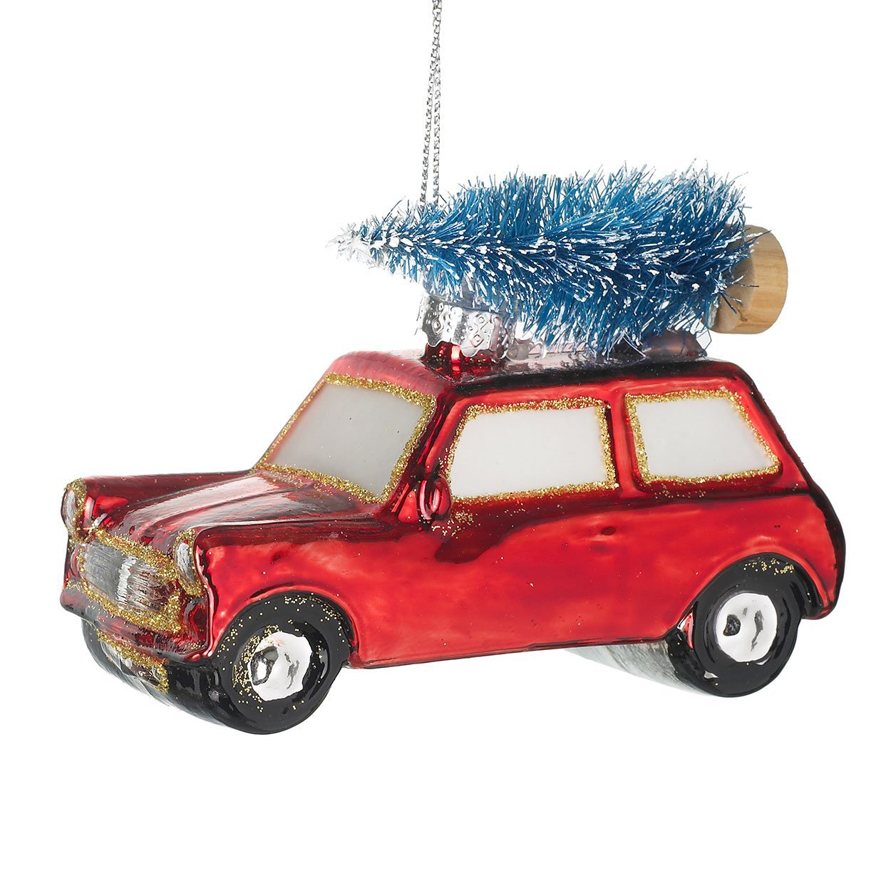 Heaven Sends Glass Car With Tree Christmas Decoration