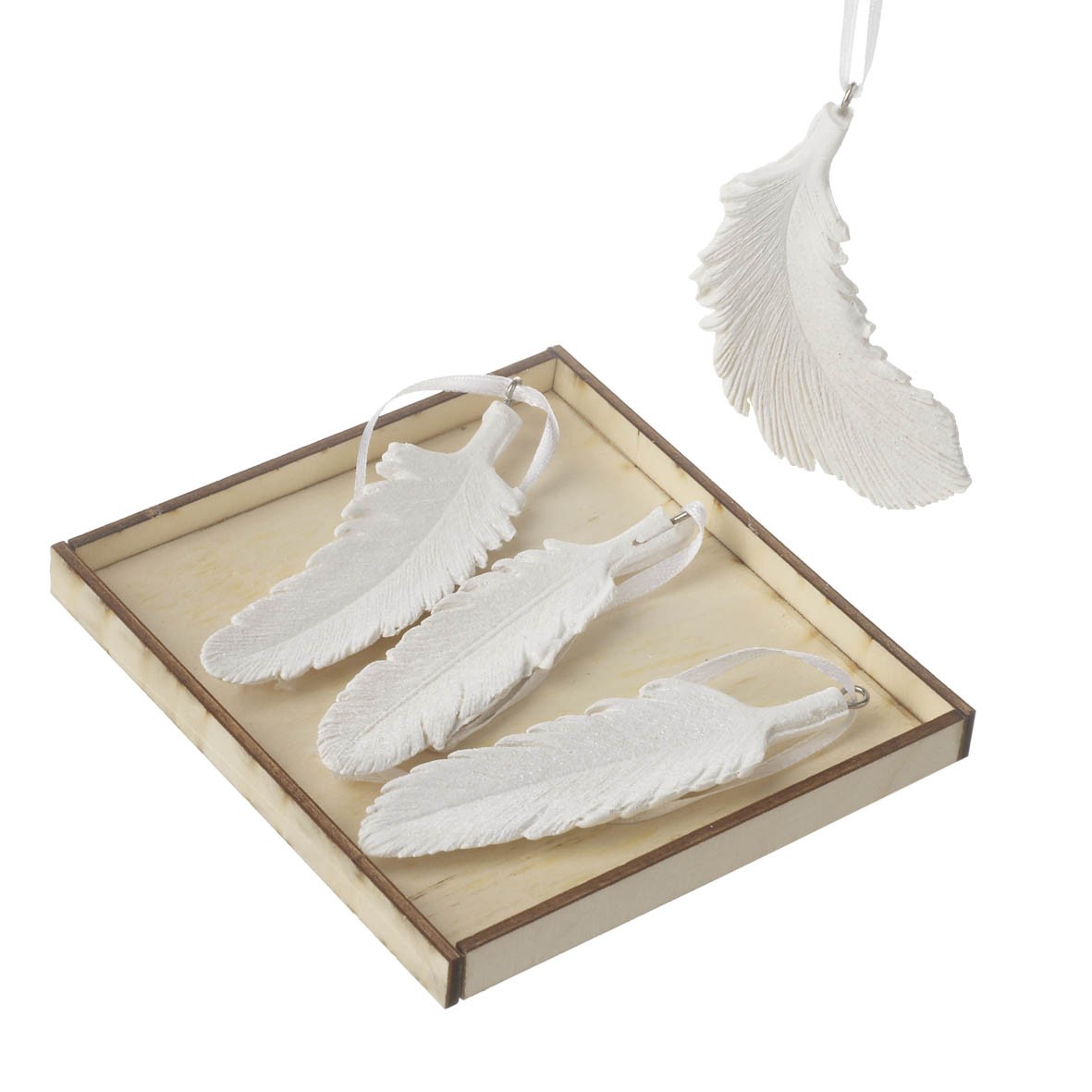 Heaven Sends Set of 4 Glittered Feather Decorations