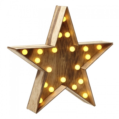 Heaven Sends Light Up Wooden Christmas Star Decoration