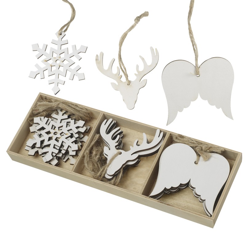 Heaven Sends Set of 18 Assorted White Christmas Decorations