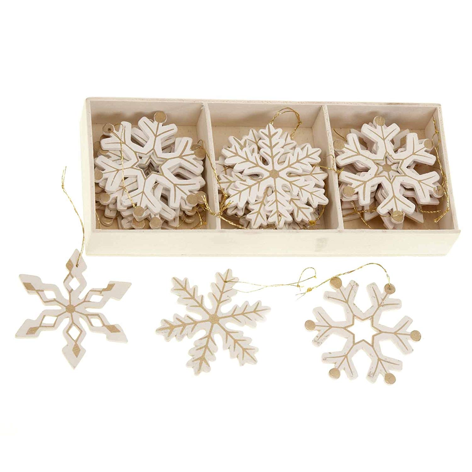 Heaven Sends Cream & Gold Snowflake Christmas Tree Decorations