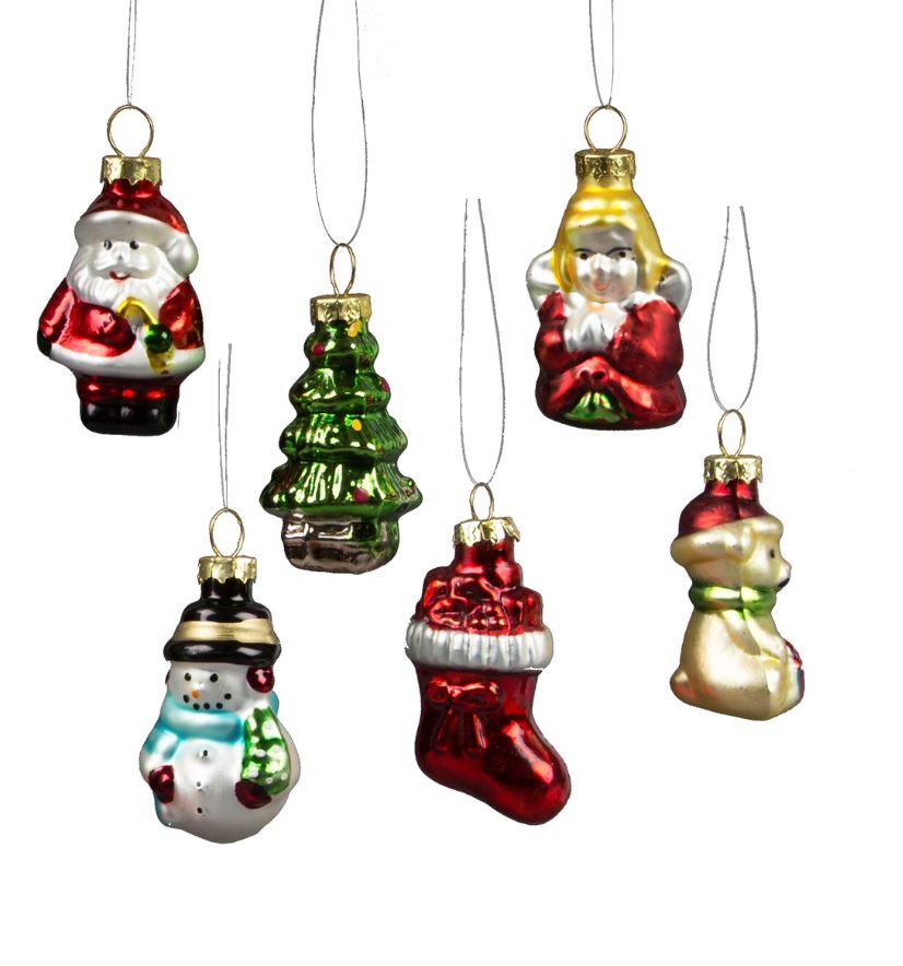 Sass & Belle Set of 6 Retro Glass Christmas Tree Decorations