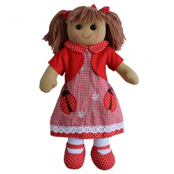 Powell Craft Childrens Fabric Rag Doll - Ladybird Dress Design