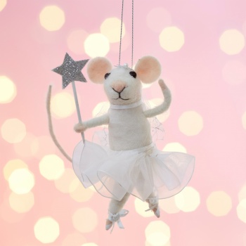 Fairy Mouse with Star Wand Felt Christmas Tree Decoration